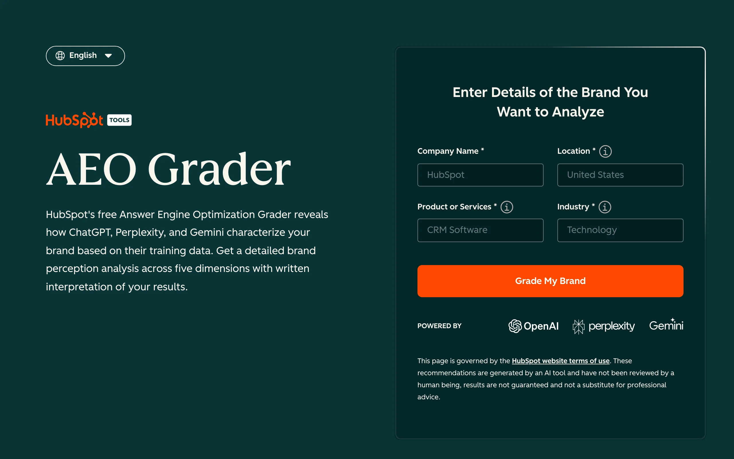AI SEO Tool with HubSpot AEO Grader