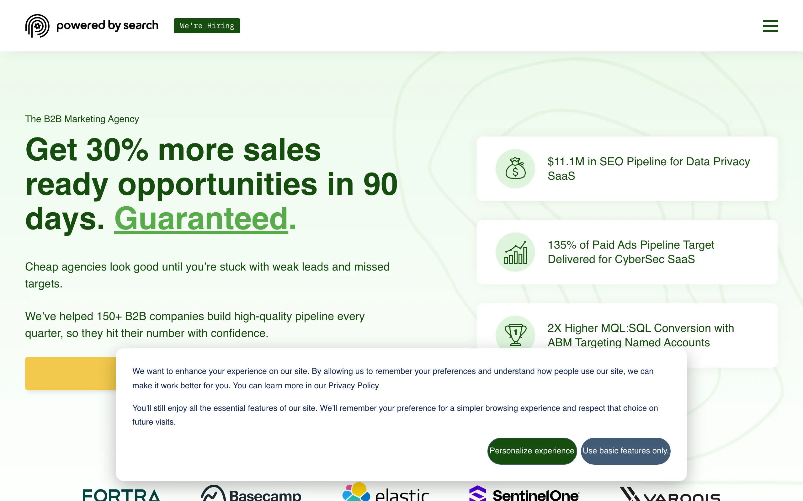 B2B SaaS SEO Agency with Powered by Search