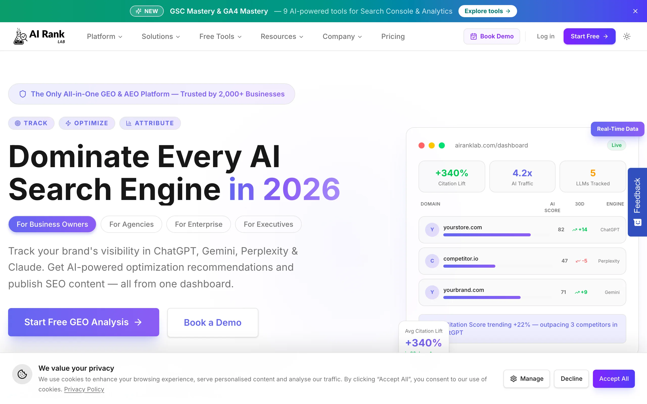 GEO Tool with AI Rank Lab