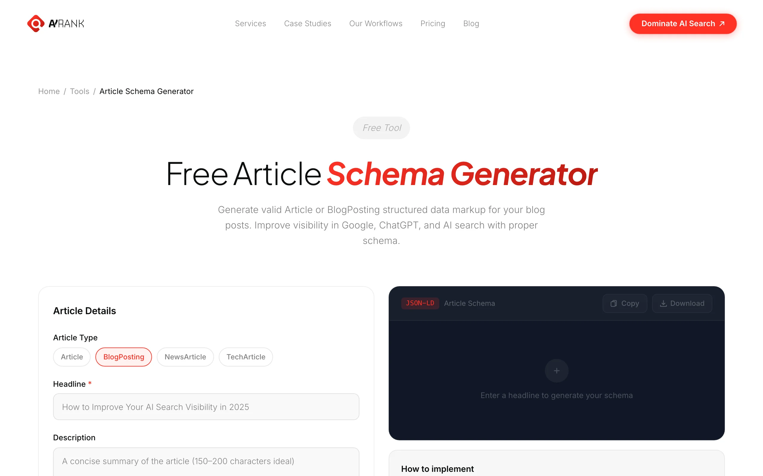 Schema Markup Generator: Article Schema Generator