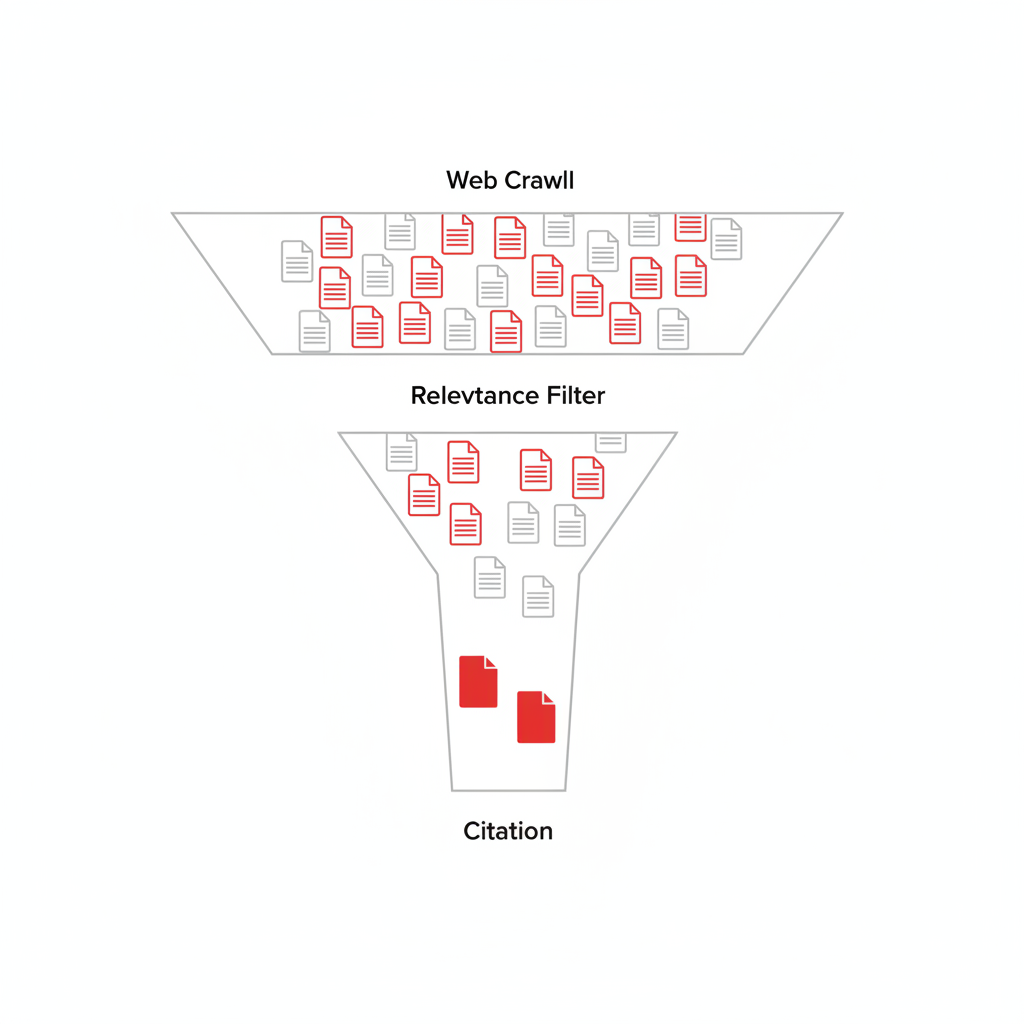 How ChatGPT selects sources: from web crawl to relevance filter to final citation