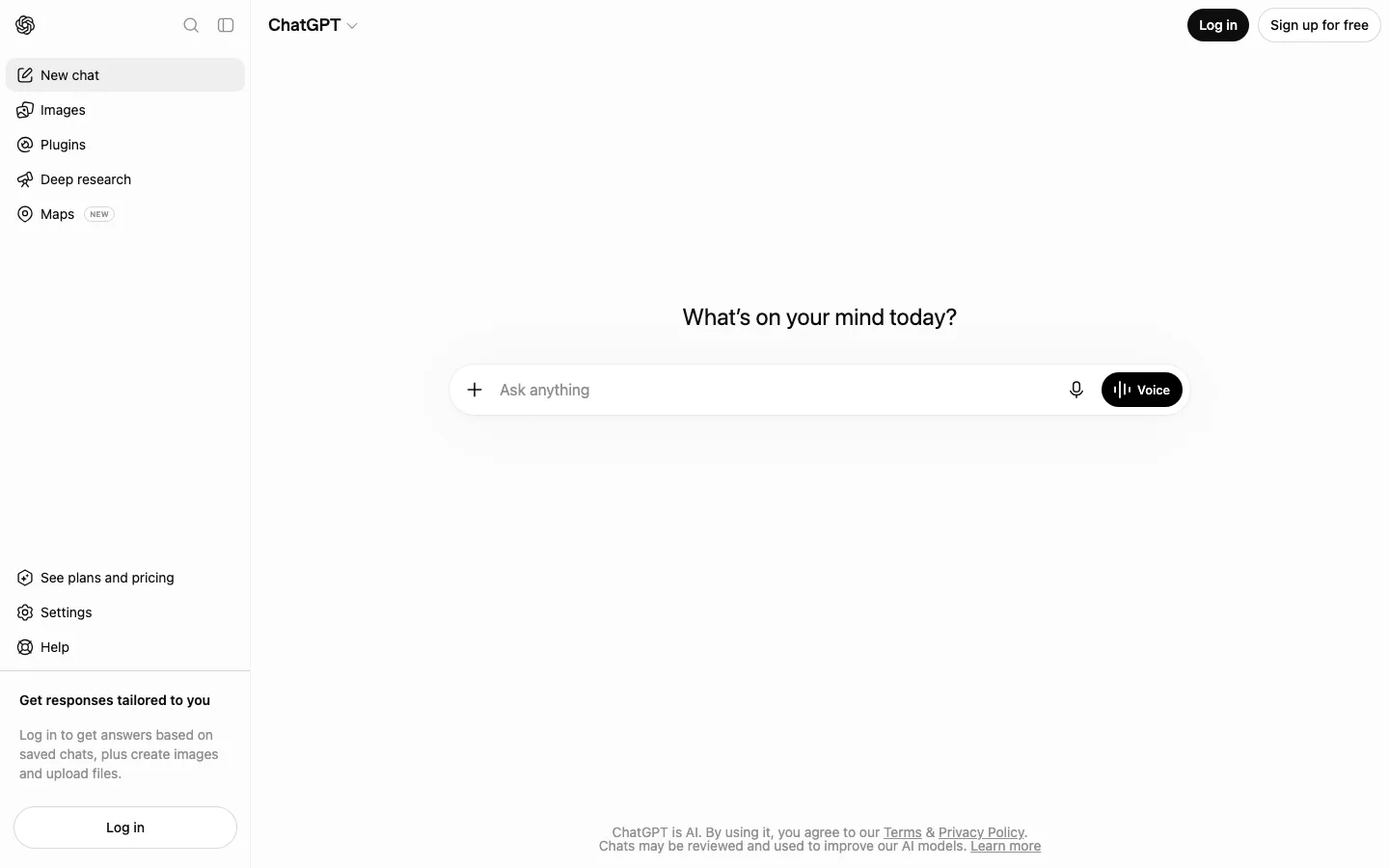 ChatGPT's interface: answers come from training data unless the query triggers a live web search