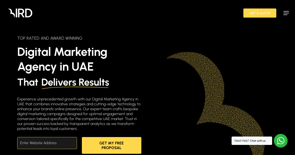 Bird agency homepage screenshot