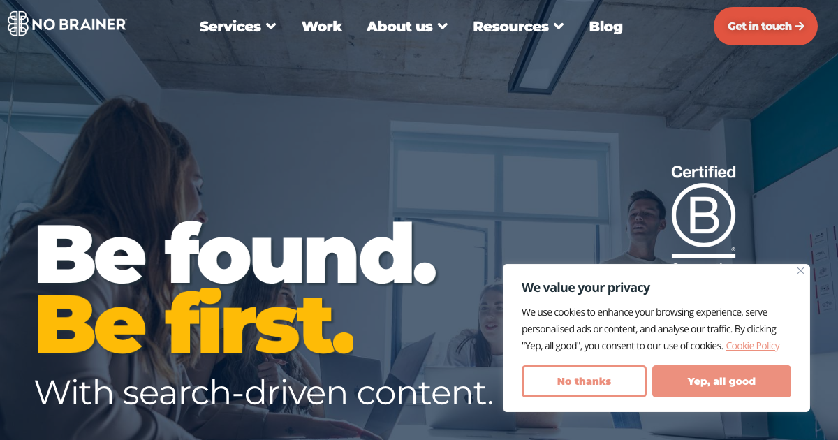 No Brainer Agency homepage