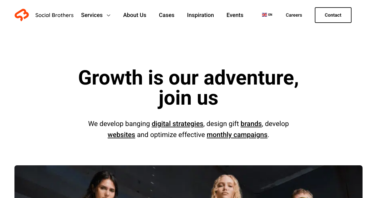 Social Brothers homepage screenshot