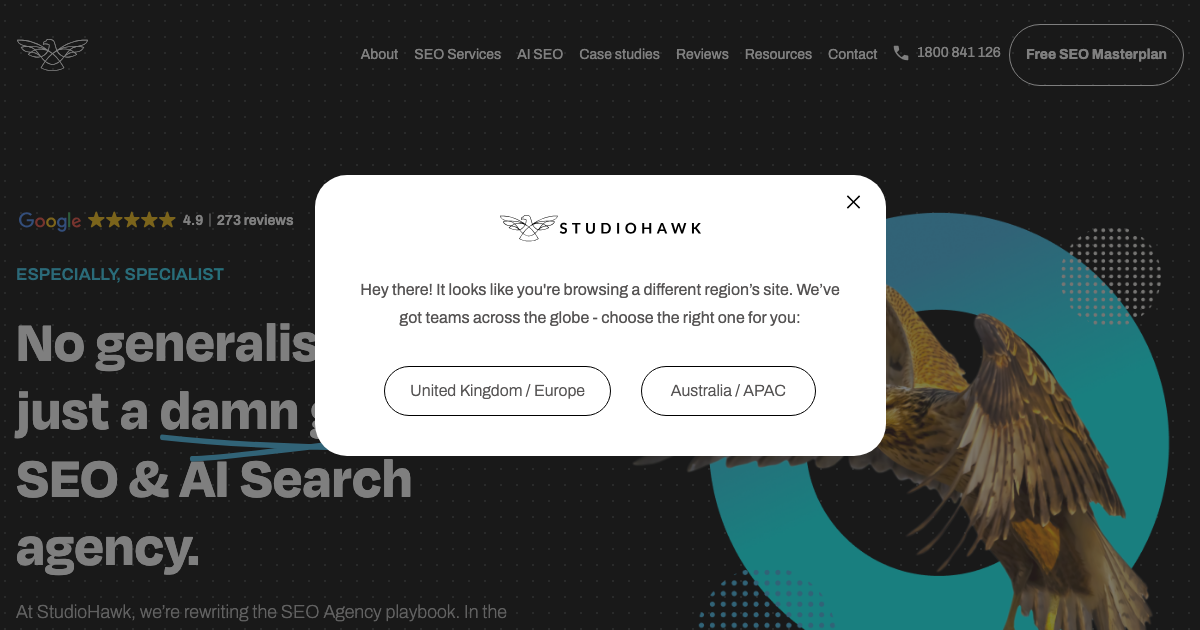 StudioHawk homepage